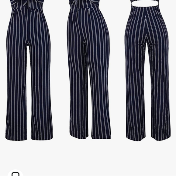 Striped bow front jumpsuit - Picture 4 of 4
